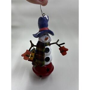 Christmas Painted Resin Snowman Bell Christmas Tree Ornament 5"